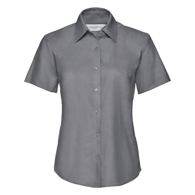 Russell Collection Womens Oxford Short-Sleeved Shirt