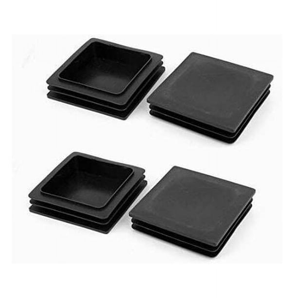 Tapas de extremo de tubo cuadrado para protección de deslizamiento de silla, insertos de plástico de polietileno negro de fácil instalación, protección resistente para muebles para uso en interiores