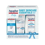 Aquaphor Baby Skincare Essentials Gift Set with Baby Wash, Ointment and Diaper Rash Cream, 3 Piece