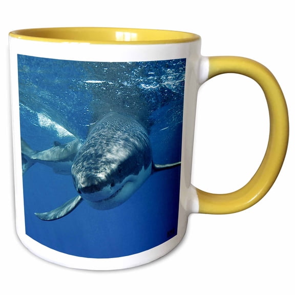 3drose, Great White Shark, 11oz Two-tone Yellow Mug