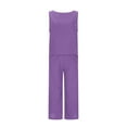 thumbnail image 5 of Cotton Linen Two Piece Sets for Women 2025 Wide Leg Two Piece Pants Set Casual Tank Tops Two Piece Outfits Summer Lounge Set, Limited Time Offer, 5 of 6