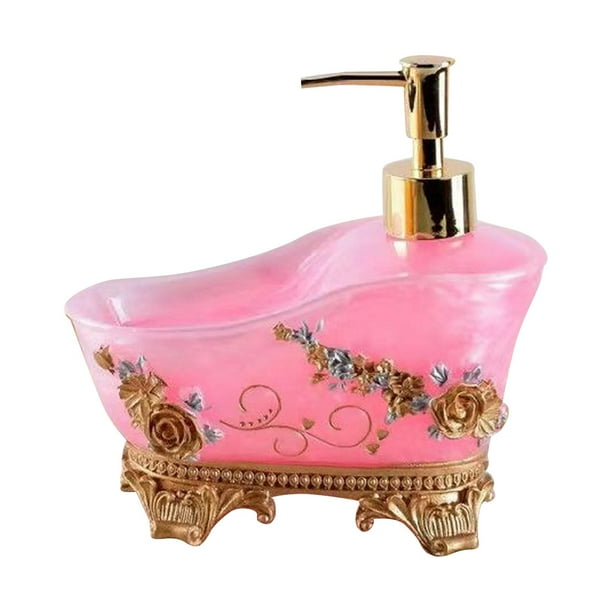 Dispensador de jabón líquido de resina, botella vacía, elegante botella de loción para manos, bomba de loción Rosa