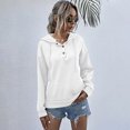 thumbnail image 1 of Sudadera con capucha de primavera y otoño para mujer, cuello con botones de cordón, manga larga, bol Abanopi Blanco/Grande, 1 of 7