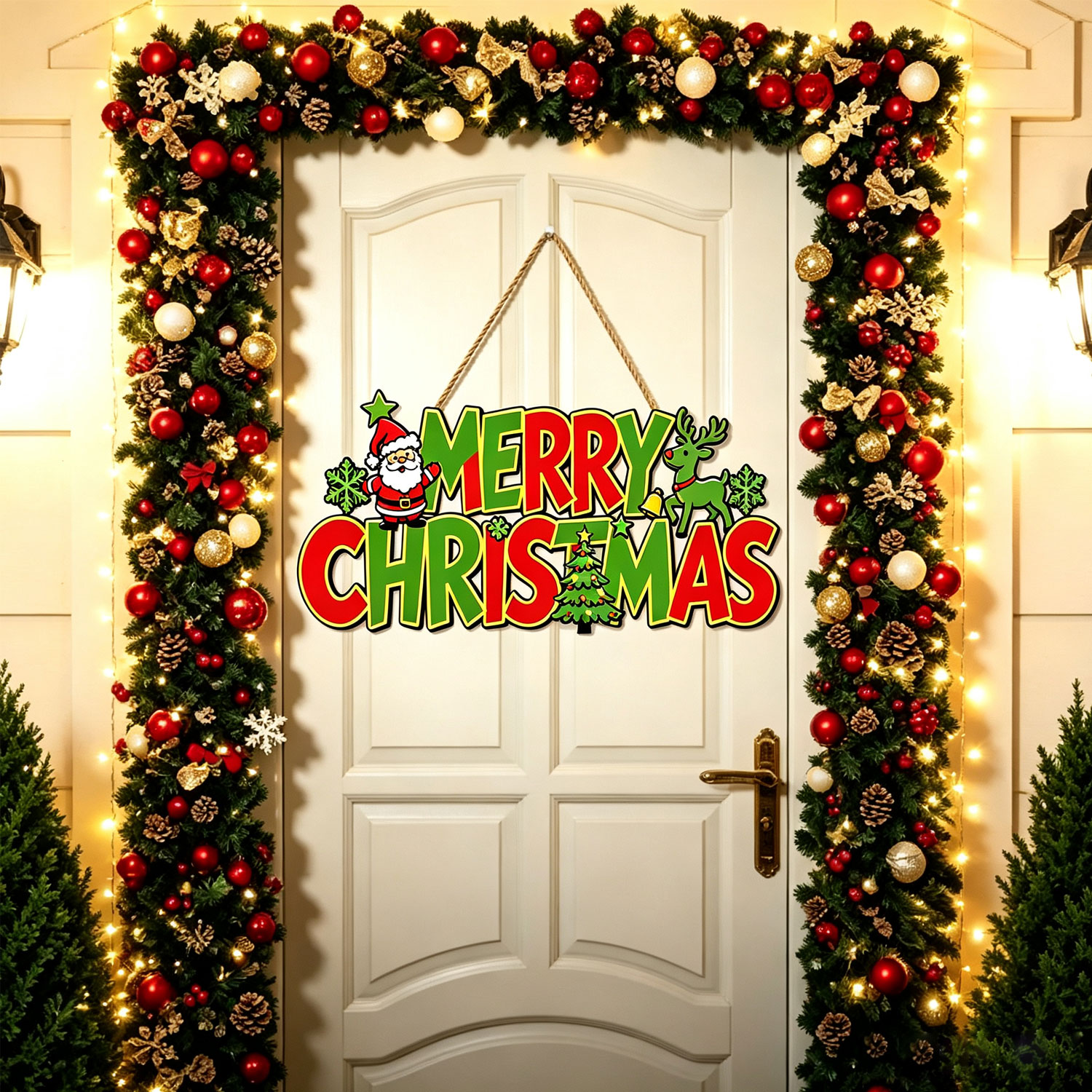 STYZIGZZ Hanging Wooden Christmas Wreaths photo 2