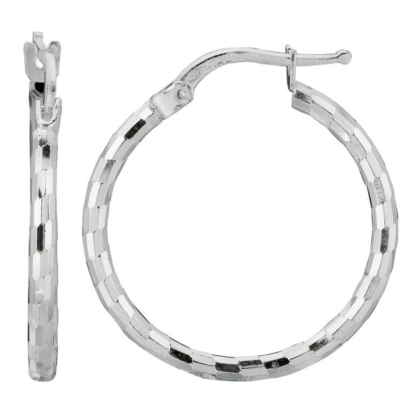 Hoop Earrings 925 Sterling Silver 25Mm x 2Mm
