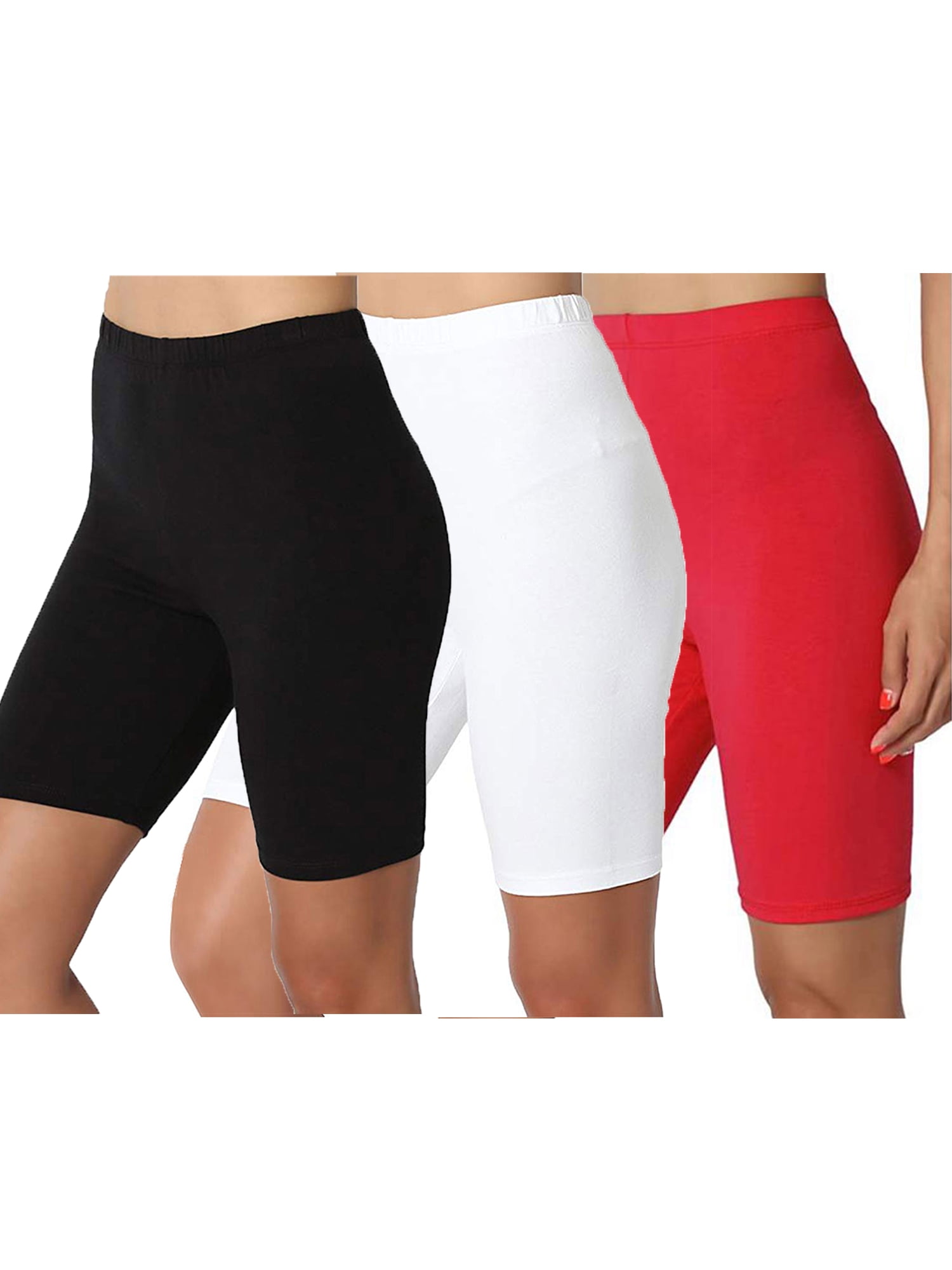 Ladies Cotton Active Sports Cycling Shorts Leggings Dance Over Knee Stretchy UK 