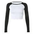 thumbnail image 1 of New Spring and Summer Women‘s Contrast Color Solid Color Sexy Short Sleeve Navel-Exposed Yoga T-Shirt, 1 of 6