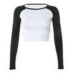 New Spring and Summer Women‘s Contrast Color Solid Color Sexy Short Sleeve Navel-Exposed Yoga T-Shirt