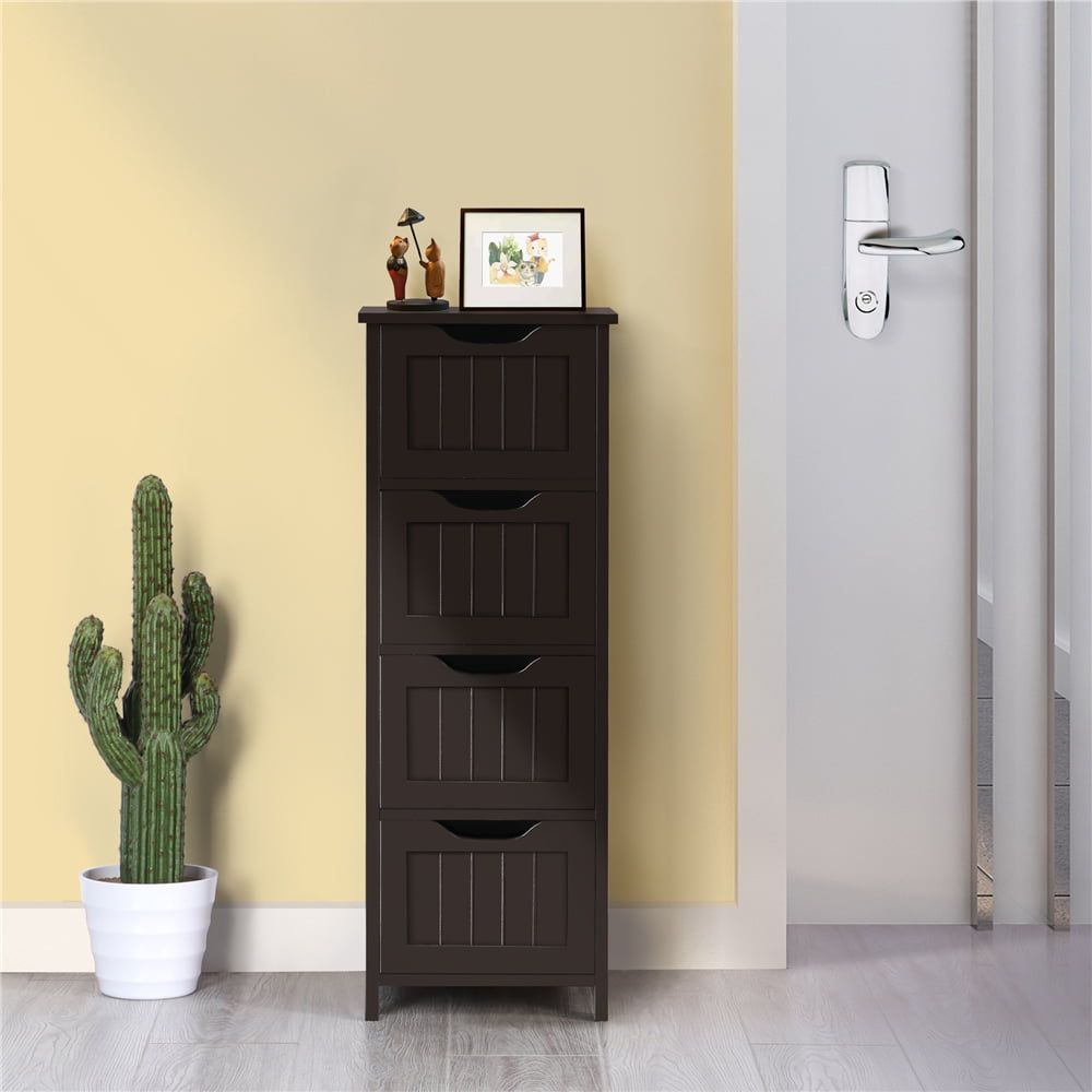 Yaheetech 4 Drawers Wooden Bathroom Floor Cabinet Side Storage