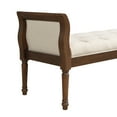 thumbnail image 5 of Christopher Knight Home Classic Tufted Upholstered Bench with Curved Arms, Solid Wood Frame, Beige+Walnut, 5 of 9