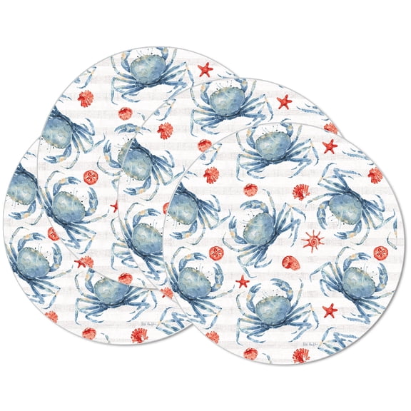 CounterArt "Crabs" 4-Pack Reversible Round Tabletop Placemats