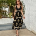 thumbnail image 3 of Gold & Black Fleur De Lis - Saints Fans Louisiana Dress Fashion Boho Beach Long Dresses Female Party Printed Maxi Dress, 3 of 9