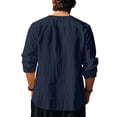 thumbnail image 3 of Blusas y camisas de manga larga con cuello redondo para hombre, informales, de color liso, con hombros descubiertos, rectas, con lazo en el pecho, bordadas, de licra., 3 of 8