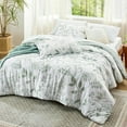 thumbnail image 7 of Twin/Twin XL Comforter Set - White & Green Floral Comforter, 2-Piece Cute Botanical Bed Set, Fluffy Soft Summer Comforter, Includes 1 Pillow Shams, 7 of 7