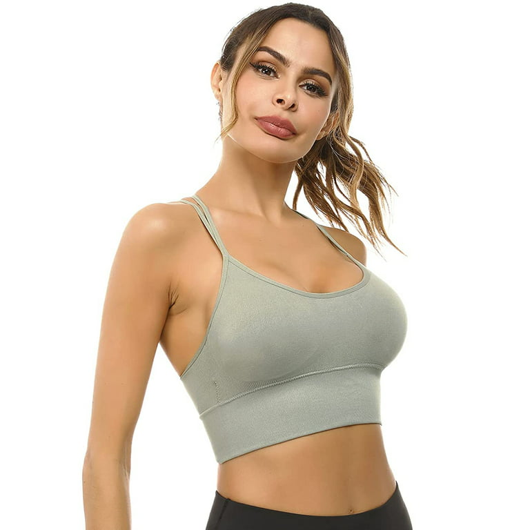Elbourn Strappy Sports Bra for Women Sexy Crisscross Back Light Support  Yoga Bra with Removable Cups 3 Pack 