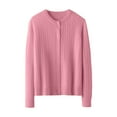 thumbnail image 4 of VISALY Cropped Cardigan Long Sleeve Cardigan Cable Knit Cardigan Crochet Sweaters for Women Button Down Cardigans Boyfriend Cardigans Pink L, 4 of 4