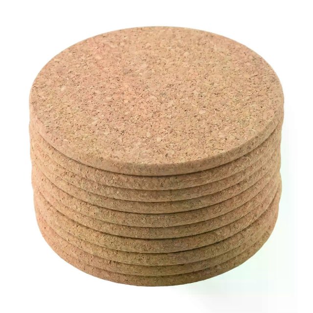 Set of 10 Cork Bar Drink Coasters - Absorbent and Reusable - 90mm 5mm Thick