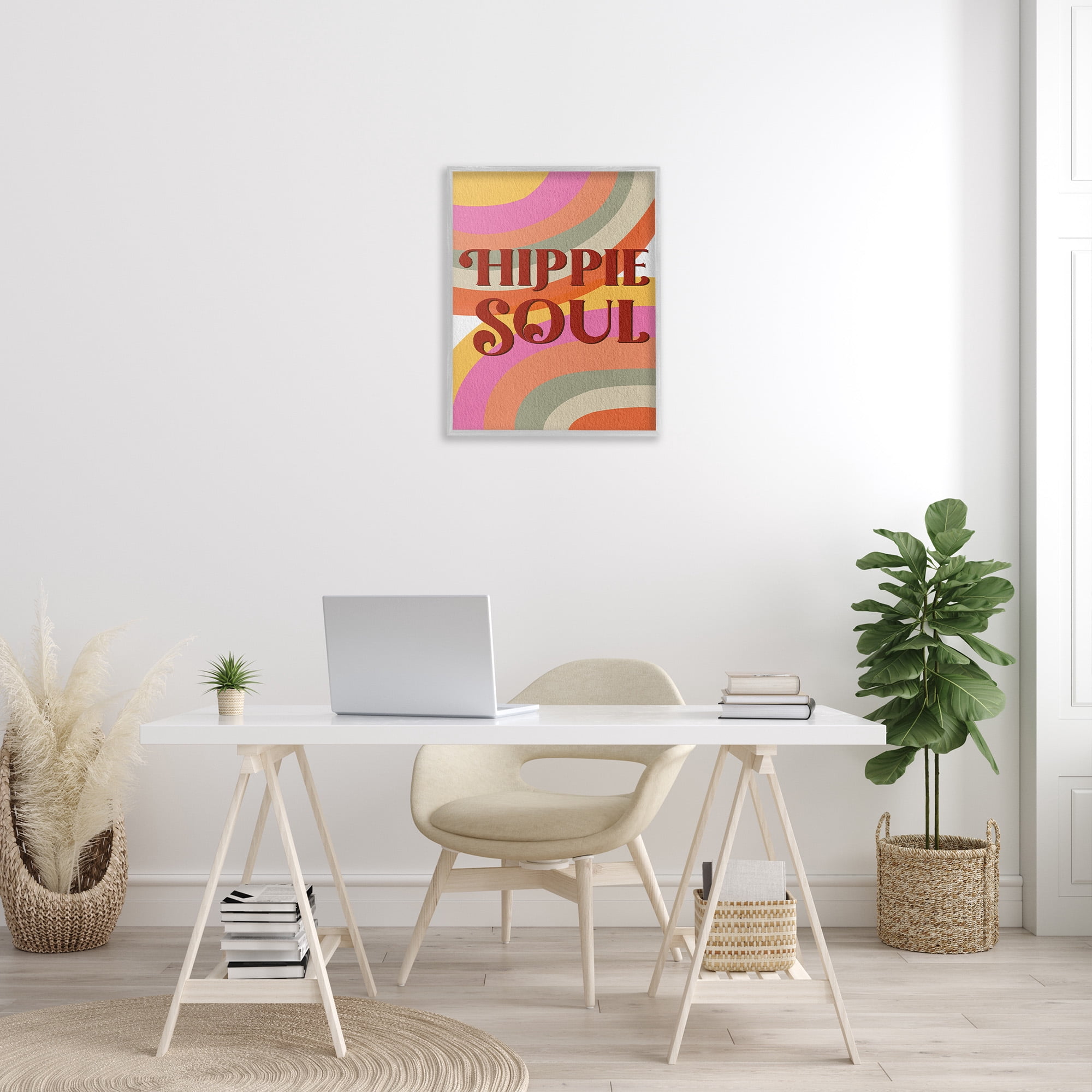 Stupell Industries Hippie Soul Patterned Typography Painting Gray Framed Art Print Wall Art, 24 x 30