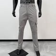 thumbnail image 4 of Mens Cotton Linen Golf Dress Pants with Cargo Pocket Classic Fit Flat Front Hidden Expandable Waist No Iron Wrinkle Free Business Casual formal Work to Weekend Big and Tall Size M-3XL Gray, 4 of 6