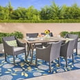 thumbnail image 2 of Temorah Outdoor 7 Piece Wood and Wicker Dining Set Gray and Gray, 2 of 13
