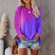 thumbnail image 1 of Pntutb Mujeres Gradiente Impreso O-Cuello Casual Manga Larga Bolsillo tops Blusa Pntutb Pntutb-1216, 1 of 6