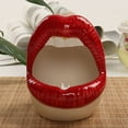 thumbnail image 2 of NCWSO Smokeless Ashtray for Outdoors Indoor Patio Cartoon Pot Ashtray Modern for Home Ceramic Lips Ashtray Gift Creative Flower Tools & Home Improvement, Watermelon Red, 2 of 2