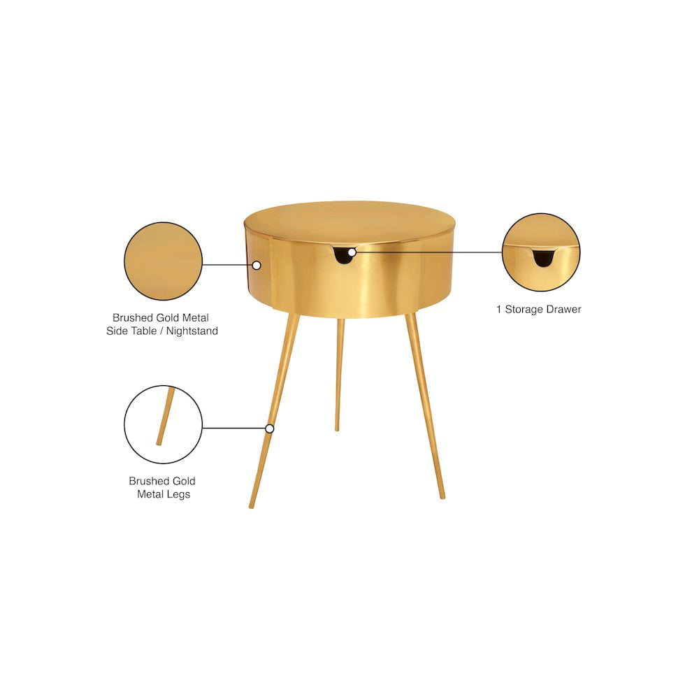 Meridian Furniture Bali Gold Metal Nightstand