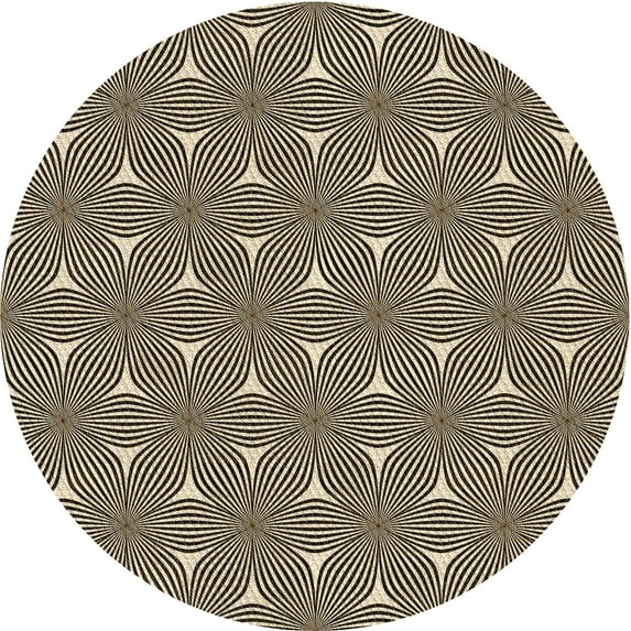 Ahgly Company Machine Washable Indoor Round Transitional Midnight Gray Area Rugs, 4' Round