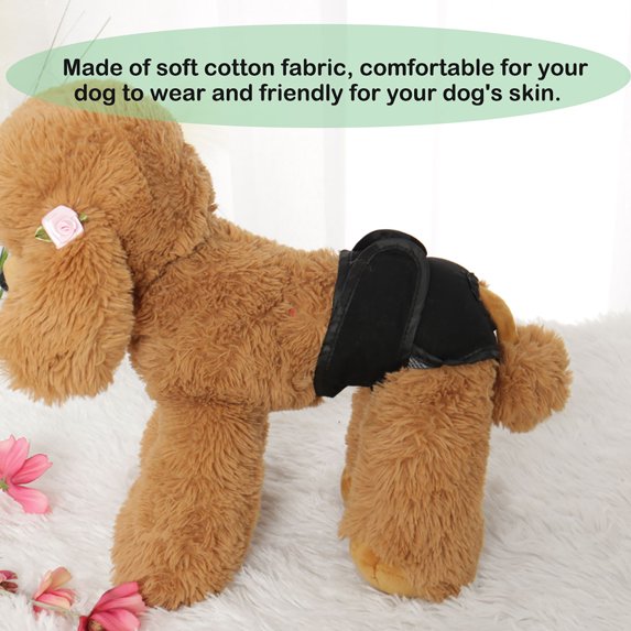 Washable Cotton Blends Female Dog Physical Pant Adjustable Doggies Doggy Pet Panties Black L