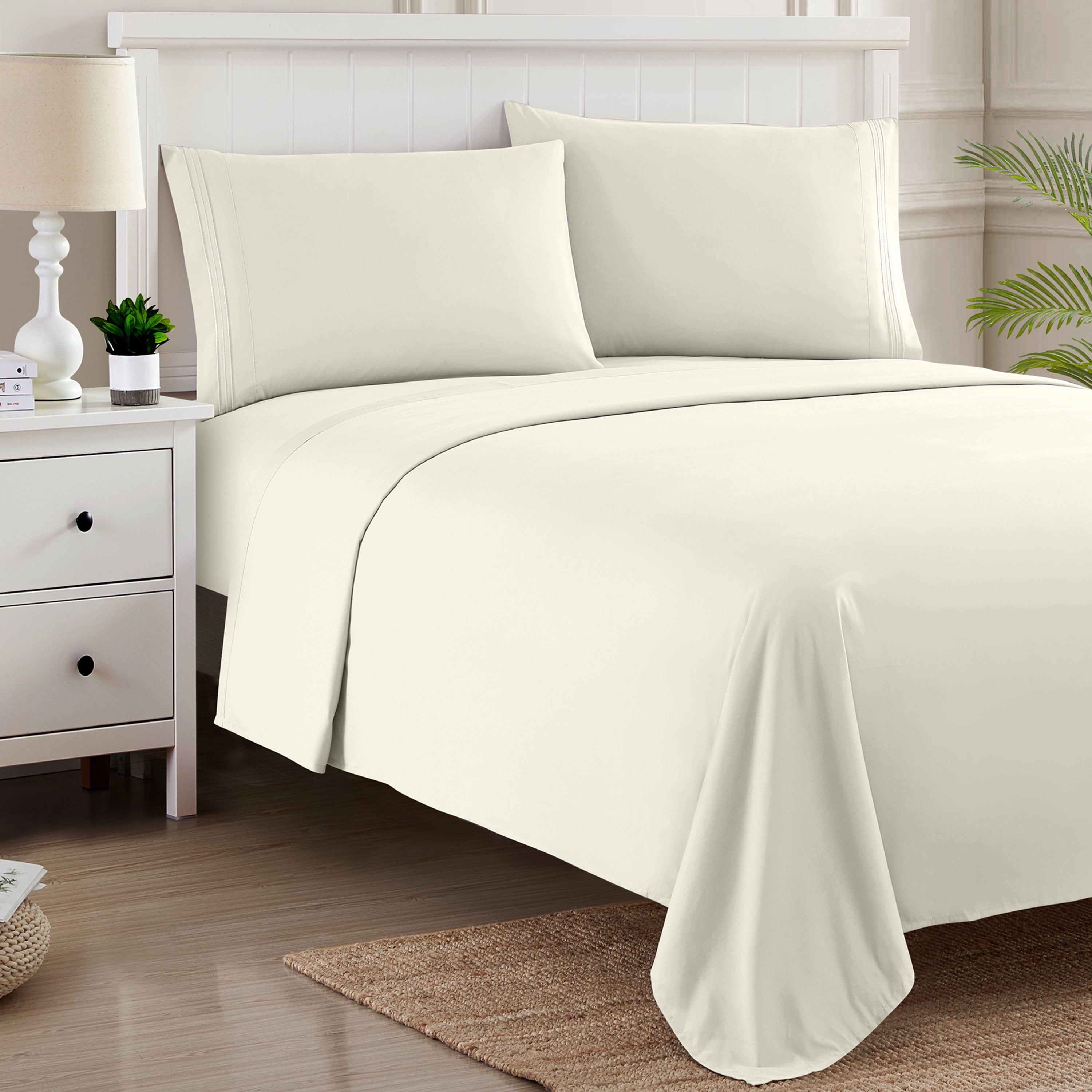 Sweet Home Collection 1800 Series Bed Sheets - Extra Soft Microfiber Deep Pocket Sheet Set - Ivory, California King