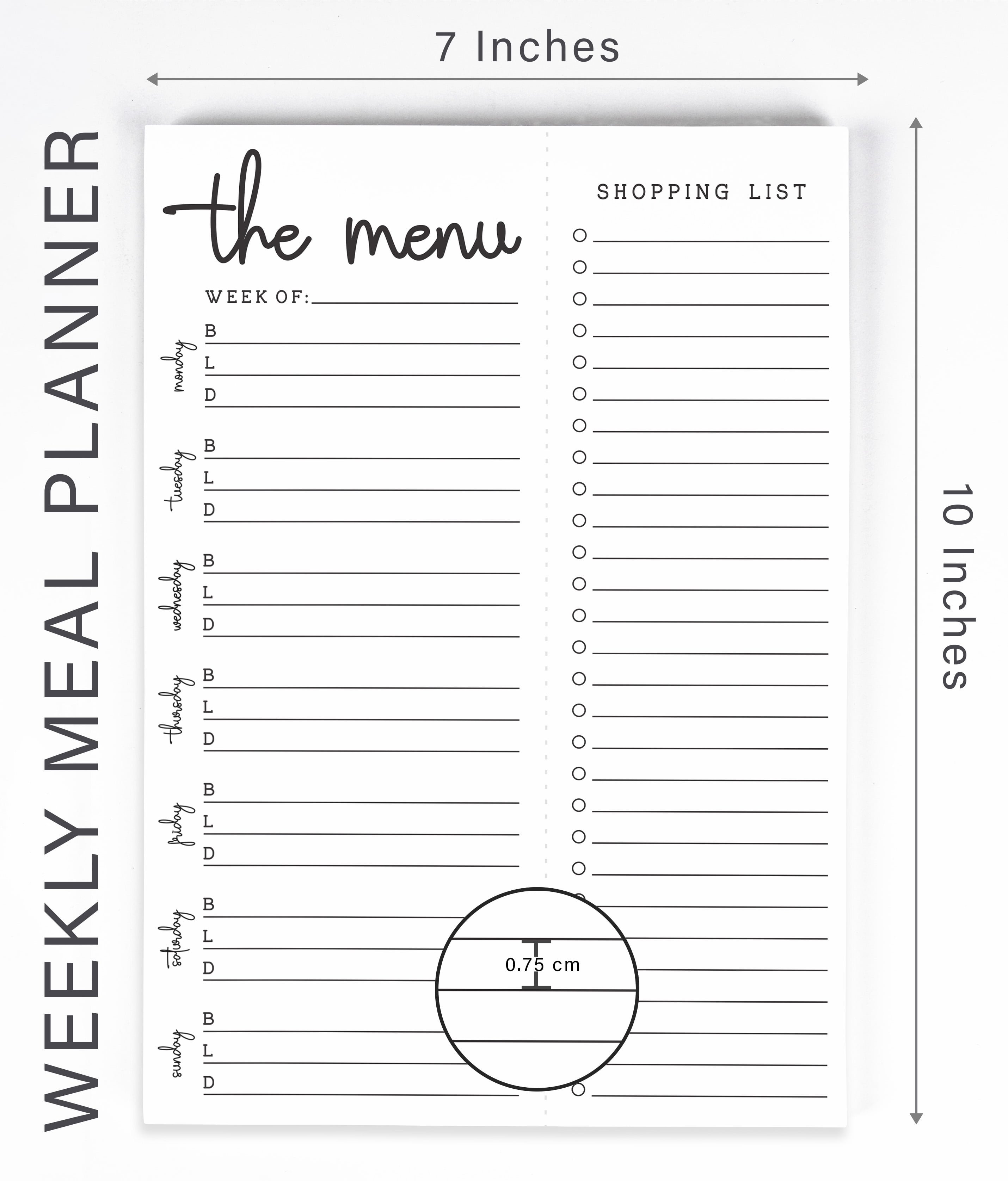 Inkdotpot Weekly Meal Planner Notepad 7"x10 , "The Menu" Magnetic Meal Planning Pad with Tear Off Grocery Shopping List for Fridge- Kitchen & Home - 54 Sheets -8Q