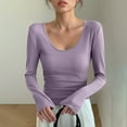 thumbnail image 2 of Timegard Womens Going out Tops Scoop Neck Slim Fitting Fall Casual Comfy Tee Tops Thermal Underwear, 2 of 5