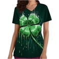 thumbnail image 1 of LSLJS St. Patrick's Day Haut d'Infirmière à Manches Courtes Imprimé avec Poche et Col en V pour Femmes, Blouses Médicales pour Femmes, 1 of 3