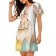 thumbnail image 2 of Pofeuu Happy Easter Print Women's Loose Fit Short Sleeve Nightgown, Comfortable Sleep Dress for Women, Casual Lounge Sleepwear, Soft Cotton Sleep Dress, 2 of 6