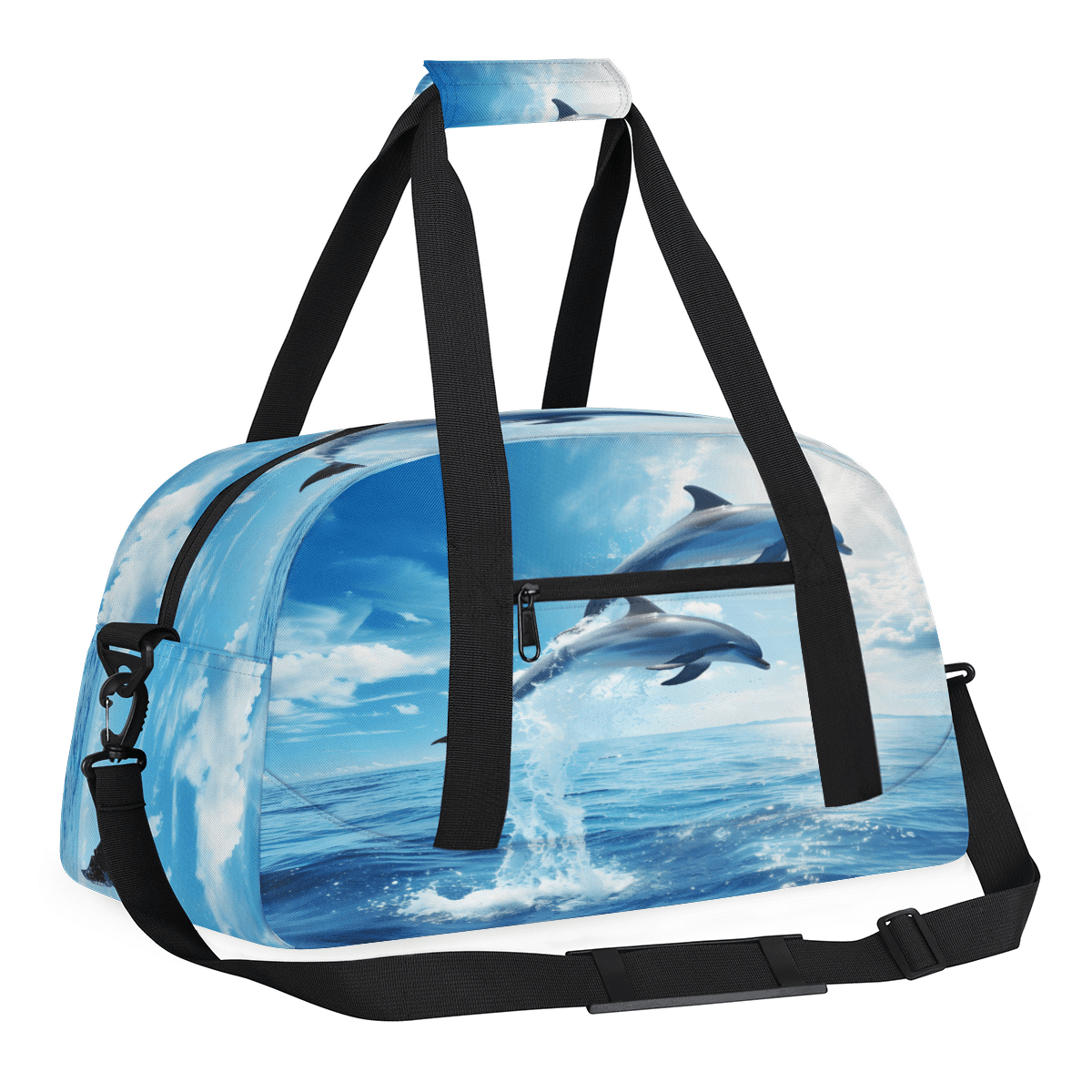 Herdesigns Ocean Sea Dolphin Sports Duffle Bag for Women & Men, Gym Bag Dance Bag Overnight Bag Carry On Weekender Travel Bag