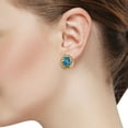 thumbnail image 2 of Gem Stone King 18K Yellow Gold Plated Silver London Blue Topaz Greek Key Earrings for Women (6.00 Cttw, Gemstone November Birthstone, Oval 10X8MM), 2 of 3