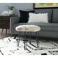 thumbnail image 5 of Powell Anya Round Handwoven Velvet Ottoman with Hairpin Legs, Cream, 5 of 8