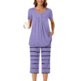 thumbnail image 6 of yievot Womens Capri Pajama Sets Loungewear Short Sleeve Top with Capri Pants Soft Pjs 2 Piece Sleepwear Lounge Sets, 6 of 7