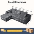 thumbnail image 5 of Pingliang Home 102" L-Shaped Sectional Sofa with Chaise and 2 Throw Pillows,Boneless Couch Comfy Corduroy Fluffy 3 Seater Couch with 2 Cup Holders for Living Room,Apartment,Office,No Assembly,Gray, 5 of 11