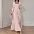 thumbnail image 6 of MYAOYI Womens Long Sleeve A-Line Dress Square Neck Pleated Maxi, 6 of 8