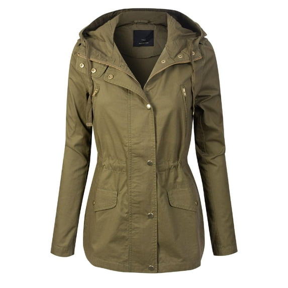 MixMatchy Women's Casual Safari Military Anorak Utility Hoodie Zip Up Jacket