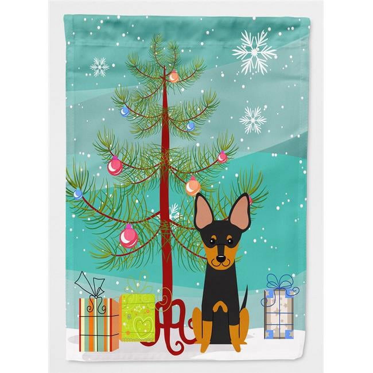 Bandiera Da Giardino Tesori Dell'Caroline Merry Christmas Tree Airedale - 27,9x38,1 Cm - Double Face In Poliestere
