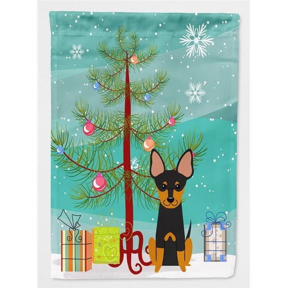 Carolines Treasures BB4234CHF Merry Christmas Tree English Toy Terrier Flag Canvas House Size