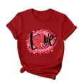 thumbnail image 4 of Jewelreauty Women Valentine's Day Shirts Short Sleeve Letter Heart Graphic T-Shirts Casual Pullover Tunic Tops (S, A Red), 4 of 5
