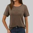 thumbnail image 2 of Tfken Summer Women Tshirts Short Sleeve Solid Color Crew Neck Tops Fashion Daily Wear Female Soft Shirts Brown, 2 of 7