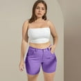 thumbnail image 6 of Mohiass Cargo Shorts Women Knee Length Hiking High Waisted Bermuda Shorts Casual Pull on Trendy Summer Shorts with Pockets Purple XXL, 6 of 6