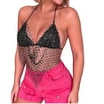 thumbnail image 2 of Miqool Women's Glitter Rhinestone Sequin Halter Tops Backless Sleeveless V Neck Asymmetrical Dance Bikini Bra Top Festival Rave Party Crop Tops, 2 of 6