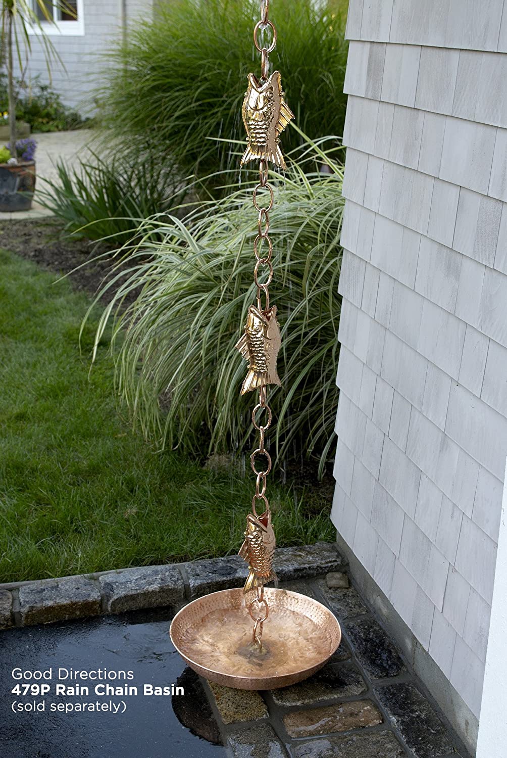 Good Directions Fish Pure Copper 8 5 Foot Rain Chain Enjoy The Beauty Of Handcrafted Pure Copper Rain Chains By Visit The Good Directions Store Walmart Com Walmart Com