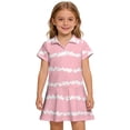 thumbnail image 2 of CCRFTGI Polo Dresses for Kids Girls Size 7-8 Short Sleeve Uniform Casual Striped Pleated Flare Skater Polo Dresses Summer Button Collared Pique Polo Dress Pink 3-4 Years, 2 of 5