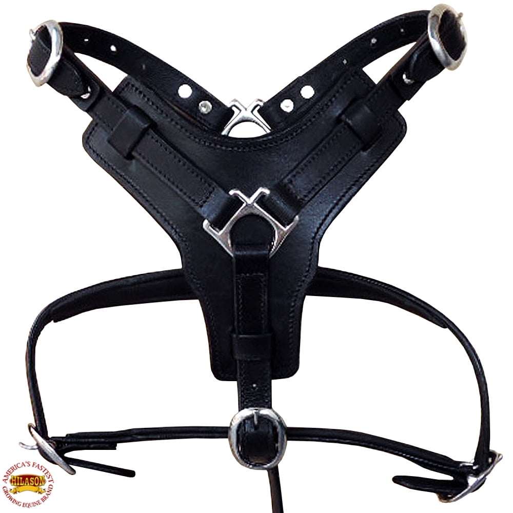 X Small Leather Dog Harness Black Padded Genuine Matching Leash Hilason